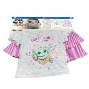 Disney Star Wars Baby Yoda Girls Skirt Set 2T NWT Grogu Pink Gray Mandalorian